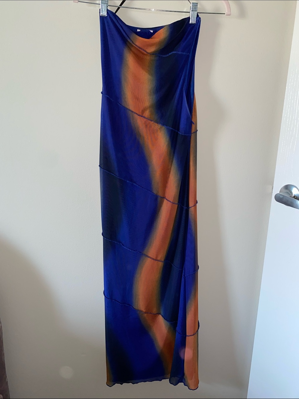 Women's Blue & Orange Maxi Skirt
